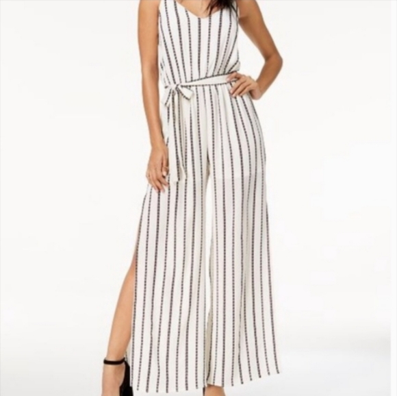 one clothing Pants - Pants Jumpsuit Stripped Lined white Size Large